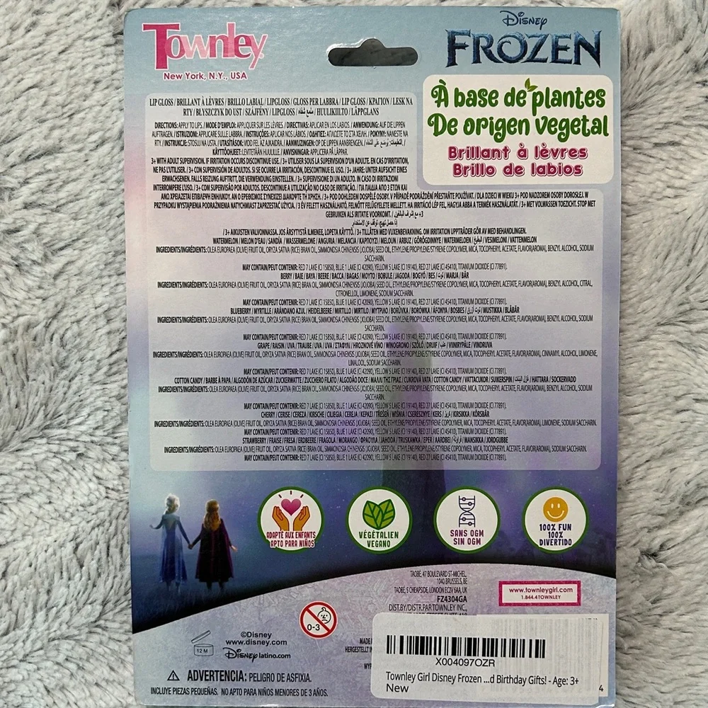 Vegan Disney Frozen- 7-Piece Plant Based Lip Gloss Party Favors Set Girls NEW